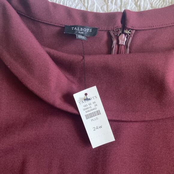 NWT Talbots Audrey Ponte Knit Burgundy Dress Stretch Plus size 24W - Picture 5 of 15